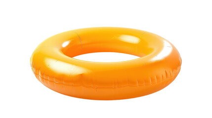 Bright orange inflatable swim ring on a transparent background. Perfect for summer beach and pool fun.