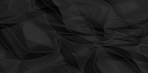 Dark black craft wrinkly paper crumpled texture.  black crumpled and top view textures can be used for background of text or any contents.