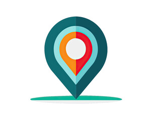 Wall Mural - A colorful location icon sign with a green base, isolated on a white background. Generative AI