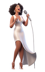 Canvas Print - PNG Microphone cartoon singer female.