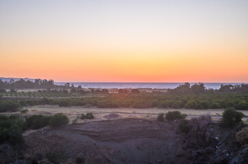 Wall Mural - view of the mountains and sunset of the Mediterranean Sea in Cyprus