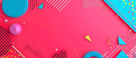 Wall Mural - Vibrant Geometric Pop Art Background with Empty Space for Design Mock Up