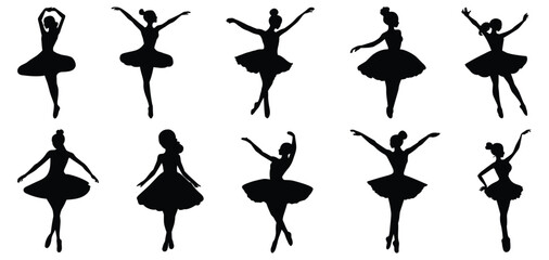 Wall Mural - Ballet dancer silhouette set vector design big pack of illustration and icon