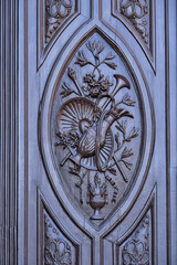 Poster - Ancient woodwork in the entrance door of the Church of St. Francis, Porto, Portugal