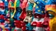 © Dmitriy - A row of faces painted in the colors of various national flags, celebrating the European Day of Languages
