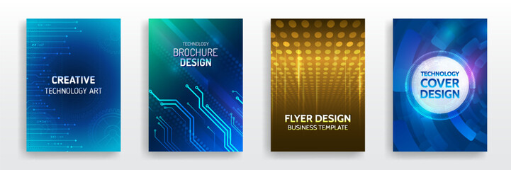 Wall Mural - set of high-tech covers for marketing. modern technology design for posters. futuristic background f