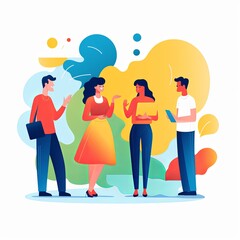 flat vector style illustration of a diverse group of people