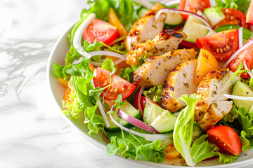 Vegetable salad with grilled chicken