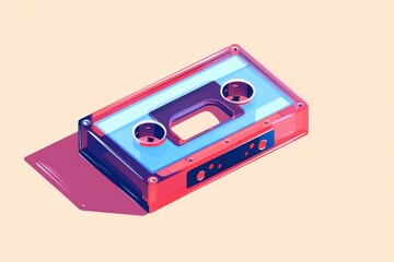 vector An audio cassette lying on a horizontal surface.