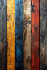 Wall Mural - Background of wooden planks in mixed earthy tones, offering a natural and rustic aesthetic,