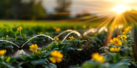 Wall Mural - Enhancing Farm Irrigation Efficiency with Internet of Things (IoT) Technology. Concept Agriculture, Irrigation Systems, Internet of Things (IoT), Farming Efficiency, Technology Integration