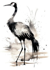 Canvas Print - PNG Crane bird animal stork beak.