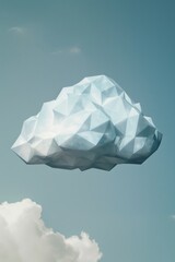Wall Mural - a geometric cloud built from triangular wireframe elements, emphasizing its structured and modular n