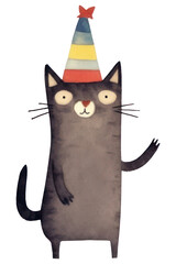 Wall Mural - PNG Party individual cat characters wearing party hat animal mammal pet.