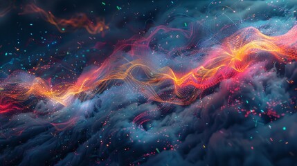 Wall Mural - intricate network of fiber-optic cables, glowing with vibrant colors, carrying the lifeblood of the 