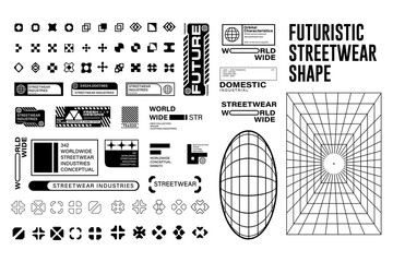 Wall Mural - futuristic streetwear cyberpunk shape element technology graphic vector design template