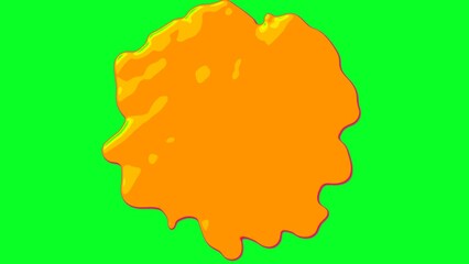 Wall Mural - 3D loop animation of Abstract smooth orange liquid shape, like a portal on a green screen.
