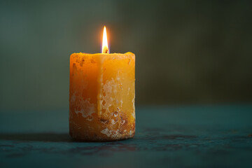 Fototapete - Elegant image of a slightly burnt but still aromatic candle on a plain background,