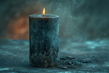 Fototapete - Elegant image of a slightly burnt but still aromatic candle on a plain background,