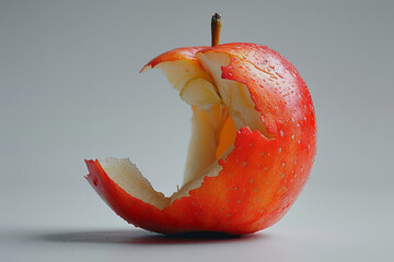 Leinwandbilder - Minimalist image of a bitten apple on a plain white background,