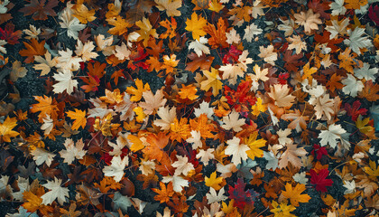 Wall Mural - A pile of autumn leaves on the ground