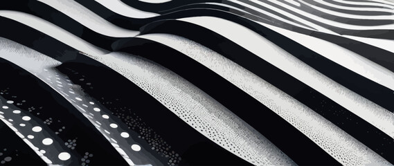 a group of black and white striped objects