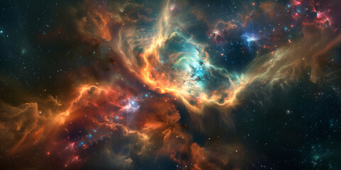 Wall Mural - Nebula and stars in deep space, science fiction wallpaper