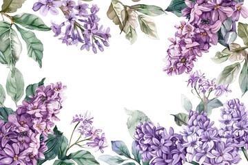 Wall Mural - A watercolor painting of purple flowers with a white background
