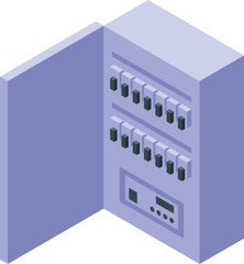Sticker - Isometric view of a distribution board featuring circuit breakers and switches, essential for managing and safeguarding electrical circuits in residential, commercial, or industrial settings