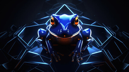 Futuristic Neon Frog Art with Glowing Effects

