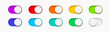 © sergo77 - On and Off toggle switch buttons. Material design multicolored switch  buttons set. Vector illustration.
