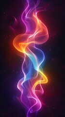 Wall Mural - mesmerizing neon waves in a vibrant color spectrum on dark background