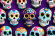 © Антонина Кузнецова - Mexican Day of the dead concept skull shaped cookies with colorful decorations, top view
