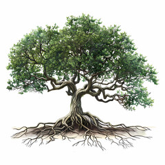 tree vector illustrations, roots, mangrove tree Paper cut style.