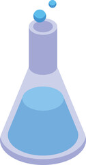 Wall Mural - Erlenmeyer flask with a blue liquid is shown, with bubbles rising to the top, suggesting a chemical reaction in progress