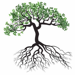 tree vector illustrations, roots, mangrove tree Paper cut style.