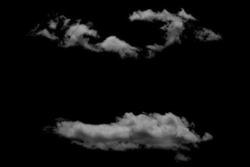 Wall Mural - White clouds isolated on black background.