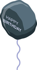Wall Mural - Dark grey balloon with happy birthday text floating with ribbon