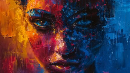 Wall Mural - Generate captivating portraits where vibrant hues and abstract concepts merge