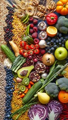 Wall Mural - Vibrant Gluten-Free Diet Display: Fresh Fruits, Vegetables, and Grains for Healthy Eating