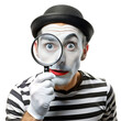 © shahzaib - Man mime talking on his cell phone. April Fool's Day concept.