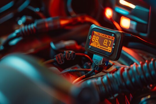 Real-Time Car Diagnostic Tool Connected to OBD II Port for Vehicle Maintenance and Data Reading