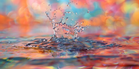 Wall Mural - Water Drop Splash on Colorful Background