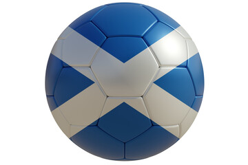 Football ball with scottish flag isolated on white transparent. Soccer in Scotland