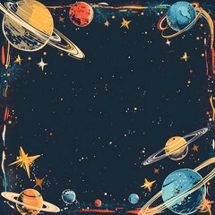 Wall Mural - captivating cosmic frame intriguing celestial landscape with planets stars and galaxies