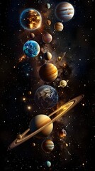 Wall Mural - captivating orbital design of planets aligned in mesmerizing solar system frame
