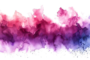 Wall Mural - Pink and purple watercolor paint blend on transparent background.