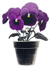 Canvas Print - PNG Pansy in pot flower purple plant.