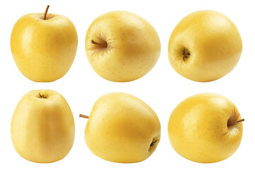 Sticker - yellow Apple isolated on white background, full depth of field