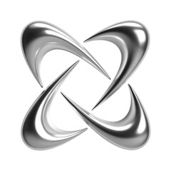 Wall Mural - 3d chrome abstract shapes with sleek shiny silver surfaces. isolated vector elements in y2k style, i
